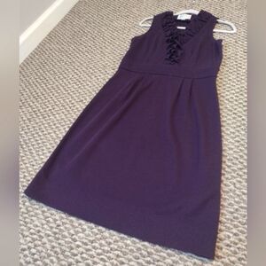 Julian Taylor Plum Sleeveless Knee Length Pencil Ruffle Dress sz 10